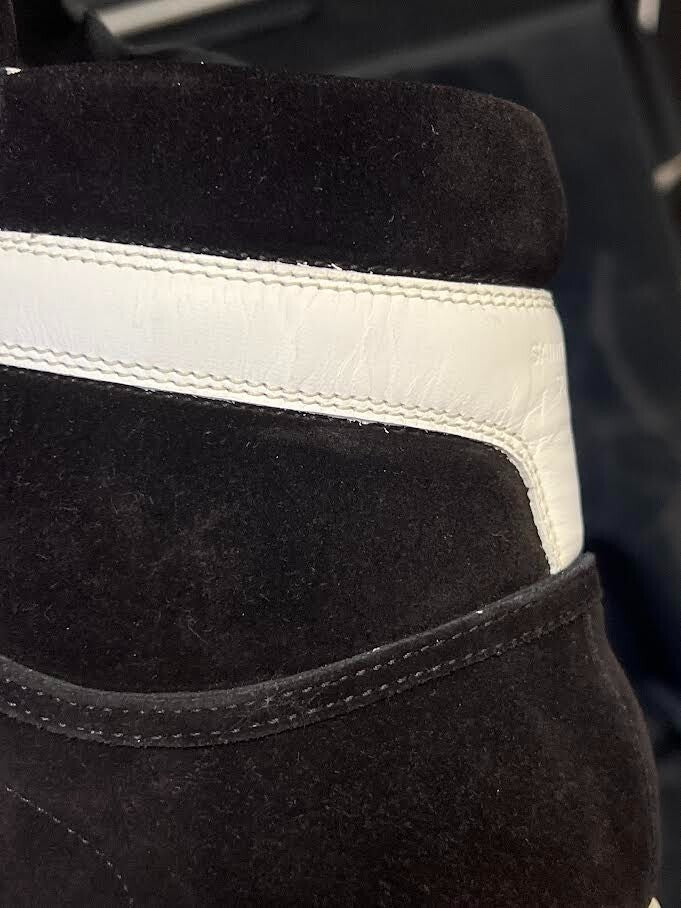 Saint Laurent SL/O2H High Top Sneakers Black and White Suede Size 39 (us 6) (view 14)