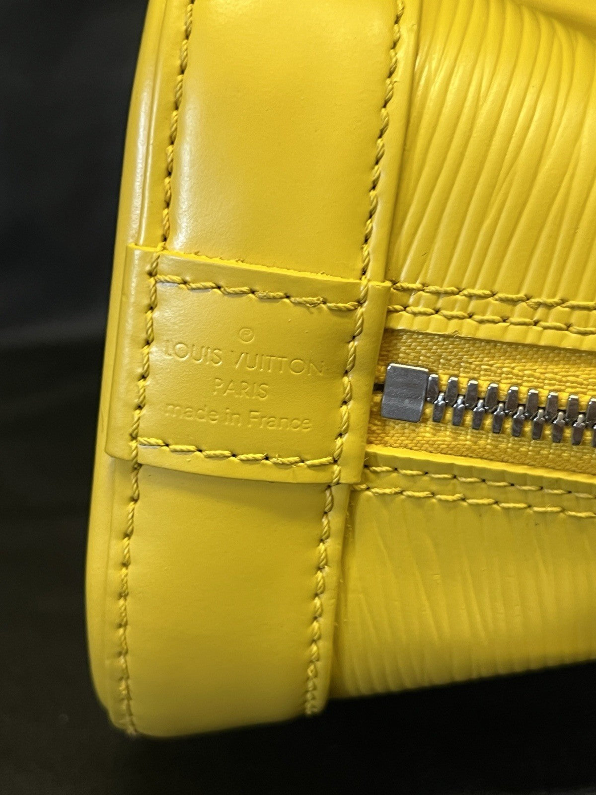 Louis Vuitton Alma BB Yellow Leather Top Handle Bag Removable Shoulder Strap (view 7)
