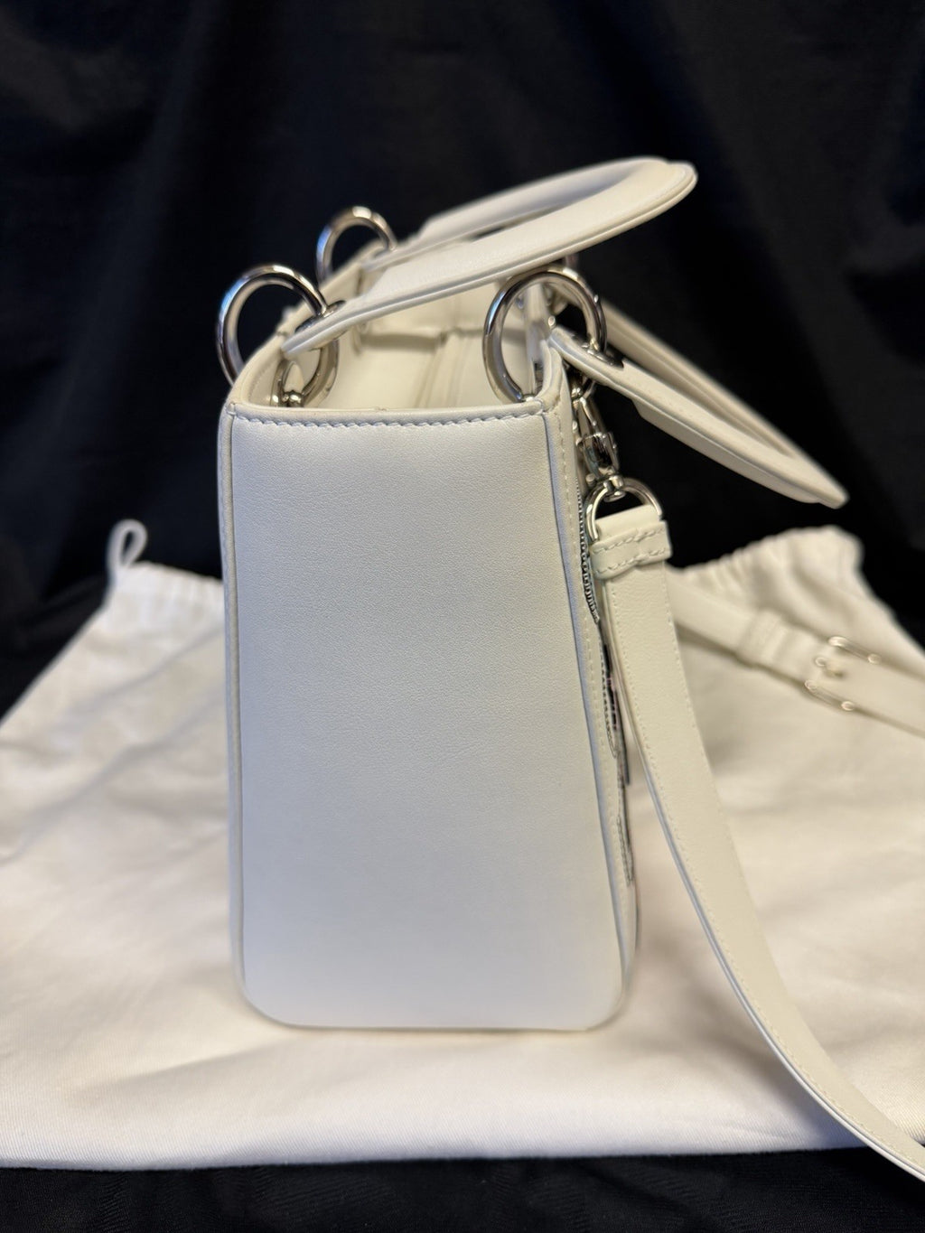 Christian Dior Medium Patch Lady Dior Bag White Calfskin Leather — view 5