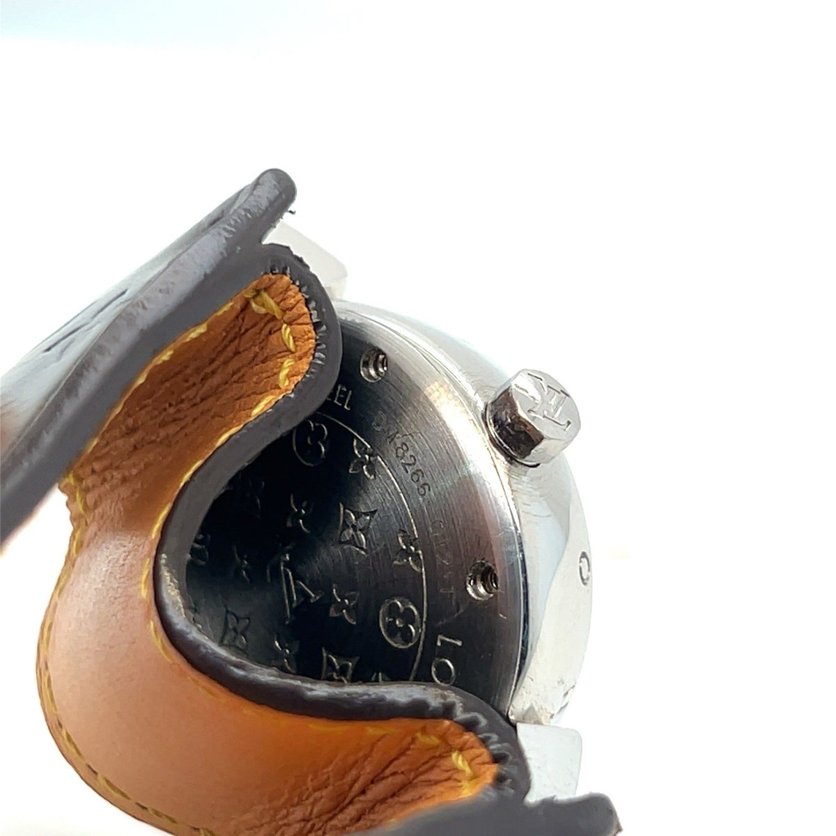 Louis Vuitton Tambour Watch Brown Stainless Steel Leather 28mm Q1211 (view 10)