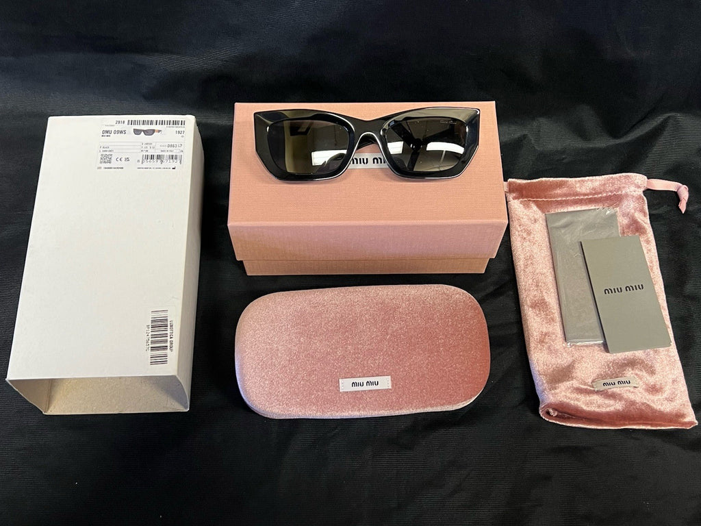 New Miu Miu Glimpse 09WS Black with Dark Grey Lenses Sunglasses (view 6)