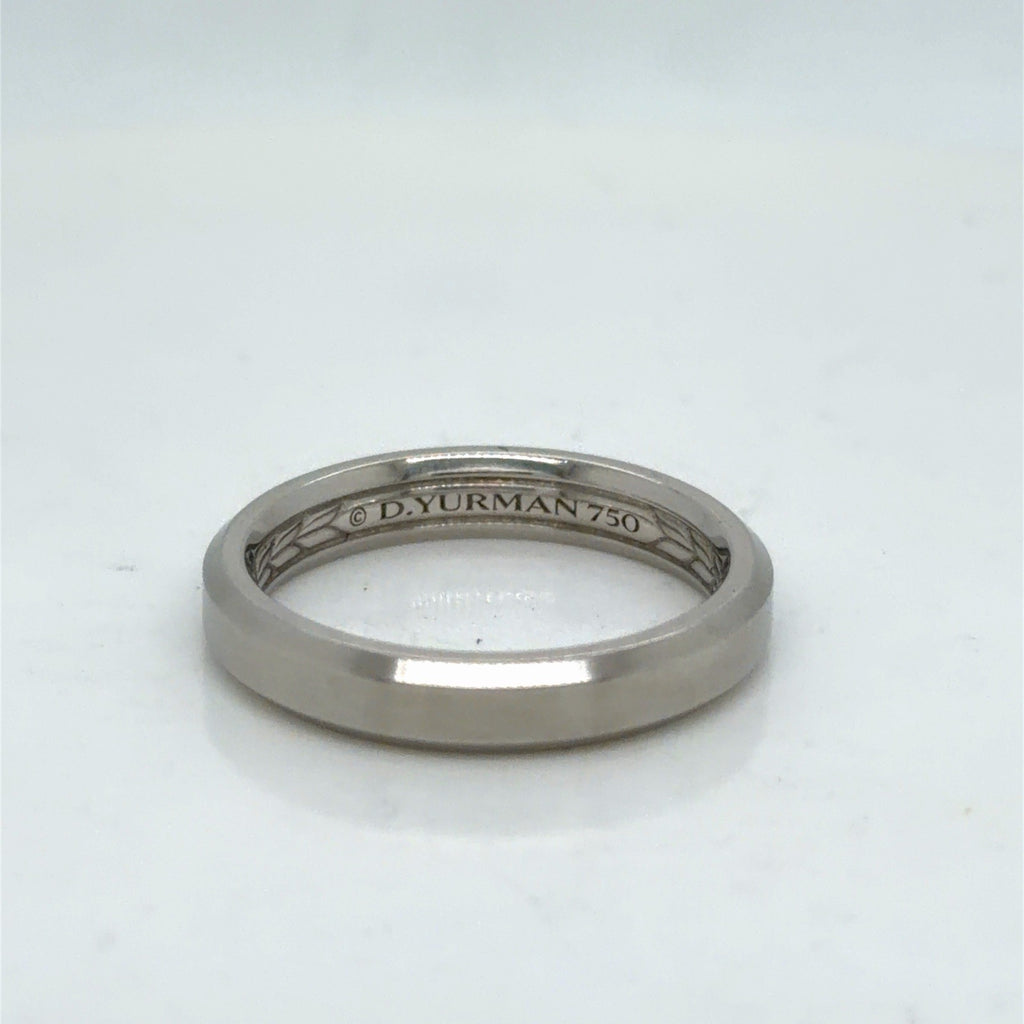 David Yurman Beveled Band Ring 18k White Gold AU 750 4 mm Size 8 — view 2