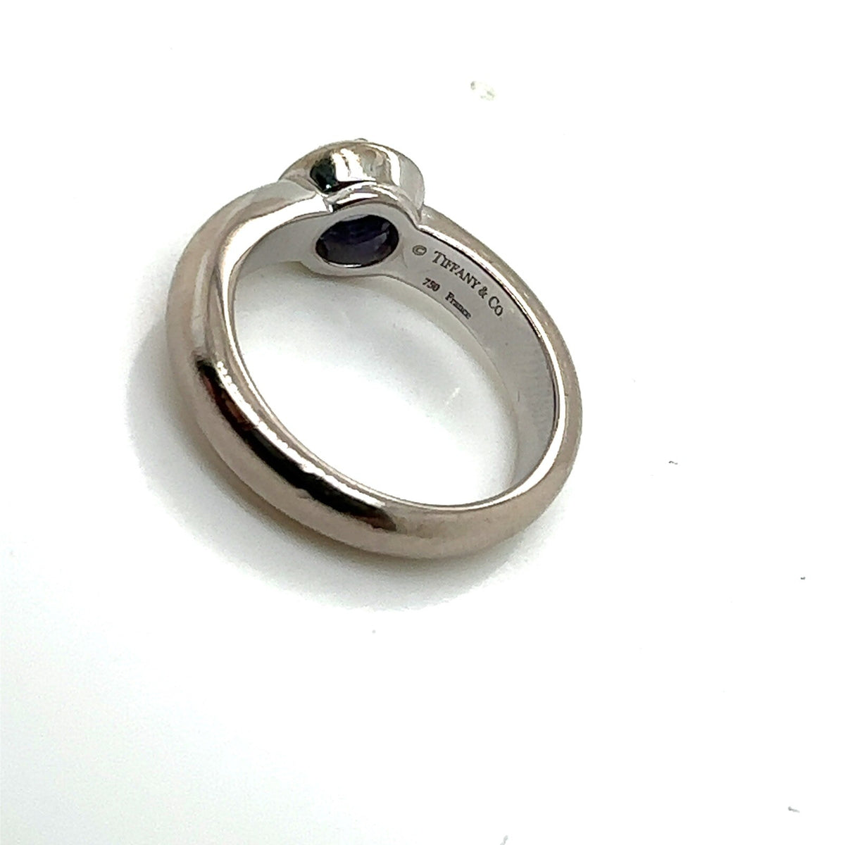 Tiffany & Co. France 18k White Gold & Amethyst Bezel Set Solitiare Ring Size 6.5 (view 4)