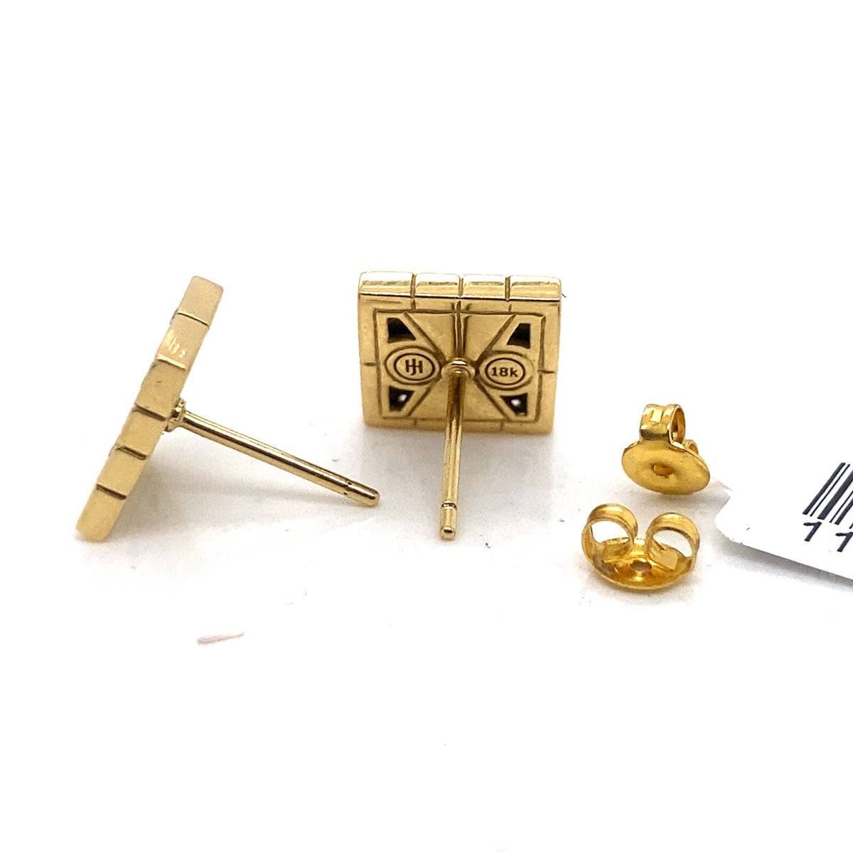 John Hardy 18k Yellow Gold Diamond Modern Chain Square Stud Earrings (view 4)
