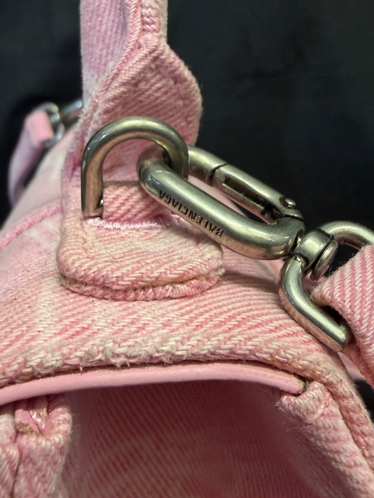 Balenciaga Hourglass Small Handbag BB Monogram Denim Pink Removable Strap (view 12)