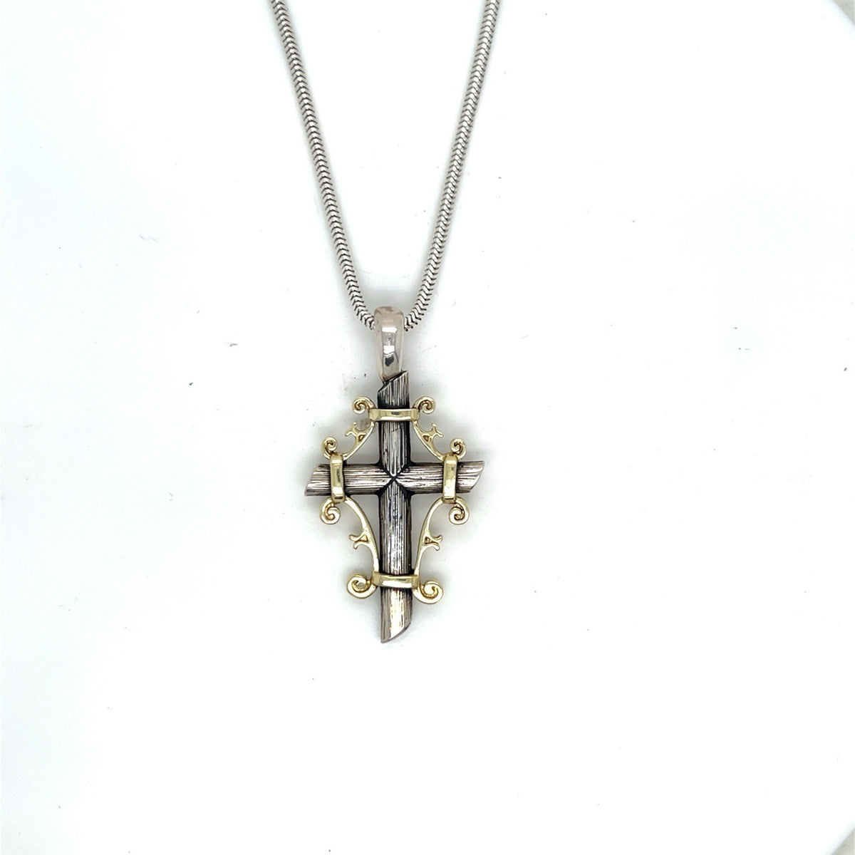 Ann King Sterling Silver 925 18K Yellow Gold Queen's Cross Ivy Pendant Necklace (view 1)
