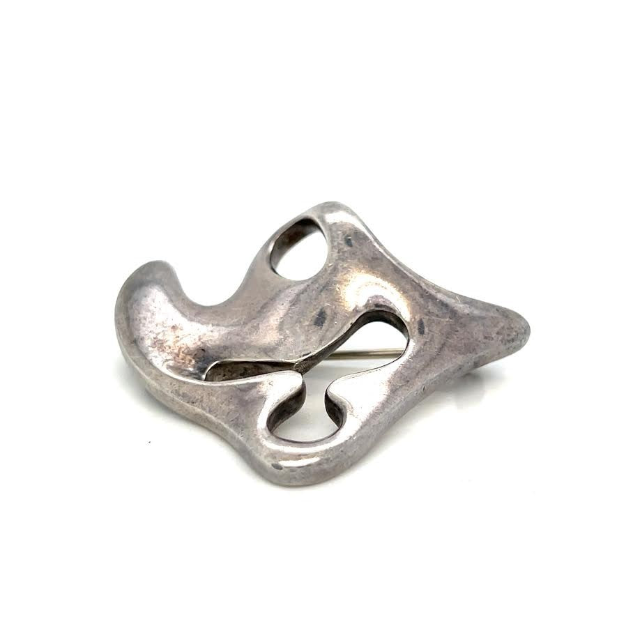 GEORG JENSEN AMOEBA BROOCH STERLING SILVER 925 VINTAGE DENMARK 322 STAMP 1950s — view 2