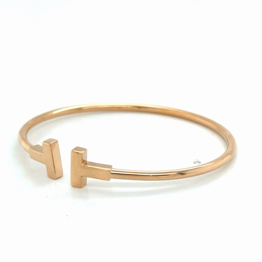 Tiffany & Co. T Wire Bracelet 18k Rose Gold Size Medium 6.25 in (view 14)