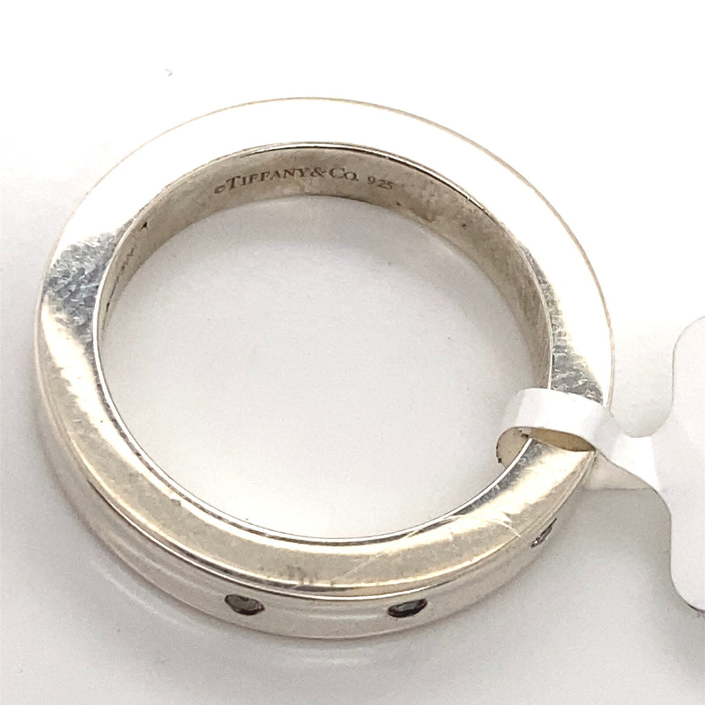 0.05tcw Tiffany & Co. Sterling Silver 3 Diamond 4mm Band Ring Size 5 — view 3