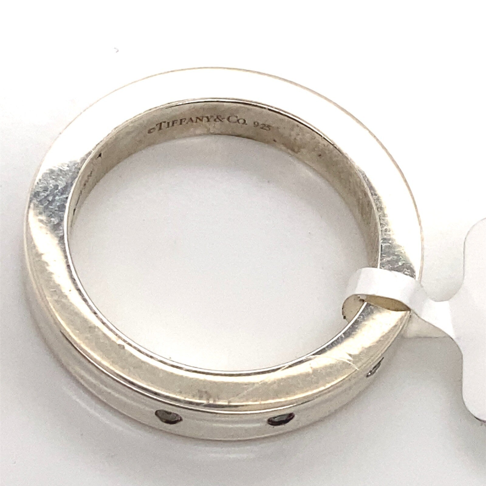 0.05tcw Tiffany & Co. Sterling Silver 3 Diamond 4mm Band Ring Size 5 — view 3