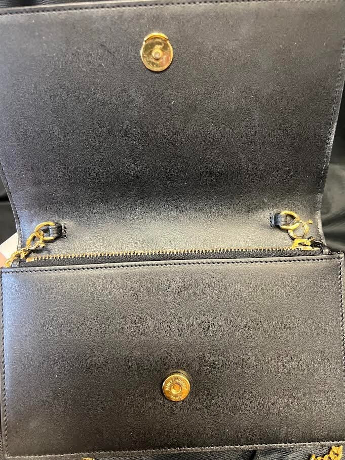 Saint Laurent Classic KATE Monogram Tassel Chain Wallet Leather BLACK/GOLD (view 7)