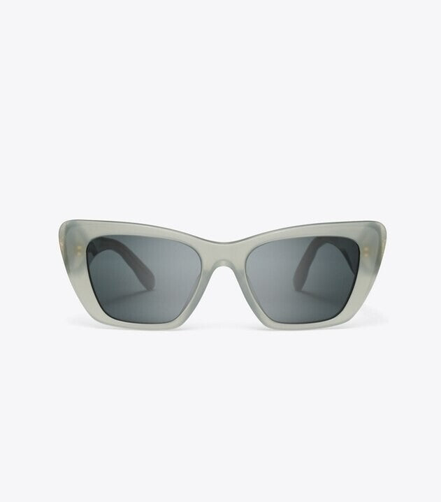 TORY BURCH KIRA CAT-EYE SUNGLASSES TY7216U GREY GREEN FRAME, DARK GREY LENS 140 — Certified Authentic | San Diego Jewelry Buy