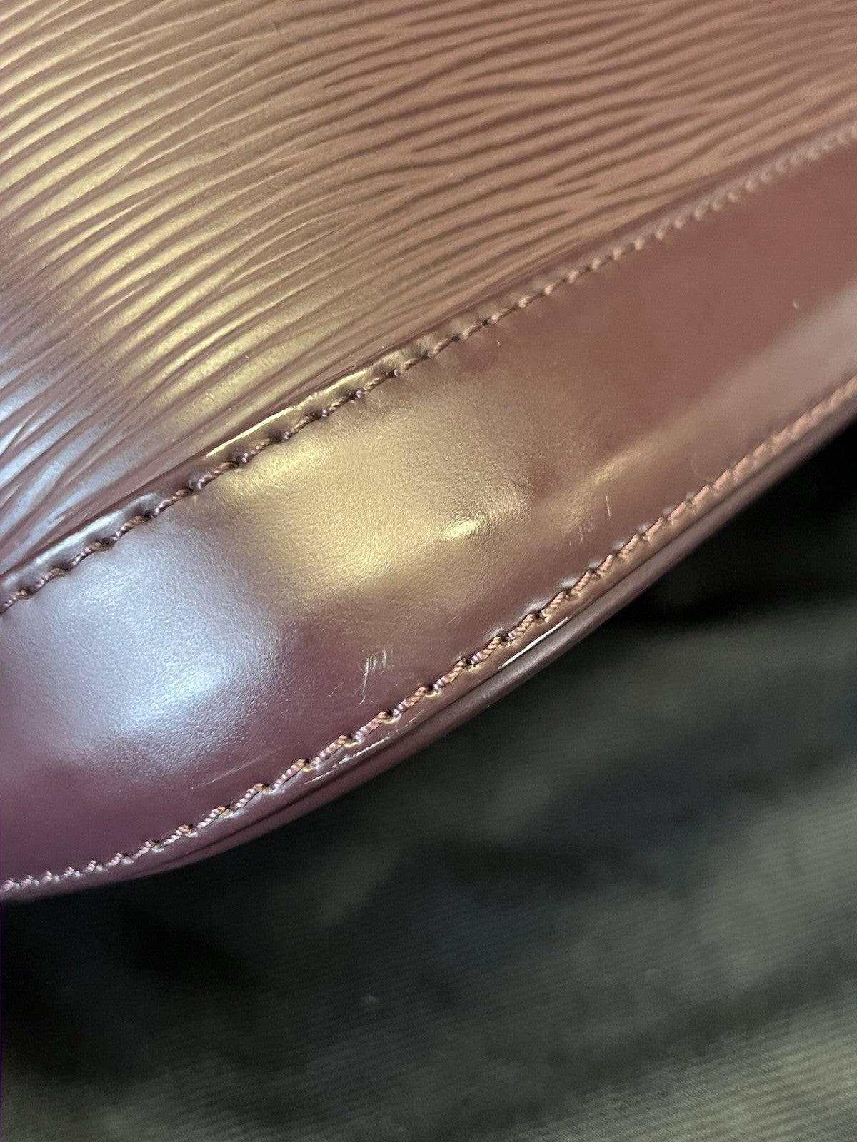 Louis Vuitton Alma PM Epi Leather Top Handle Bag Lock, Clochette, Key Plum (view 13)
