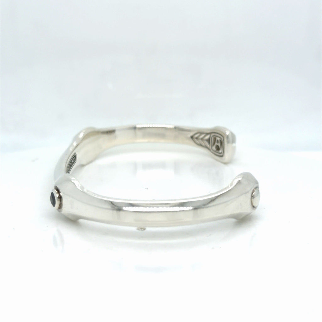 David Yurman Anvil Cuff Bracelet Sterling Silver Black Diamond Size Medium — view 3