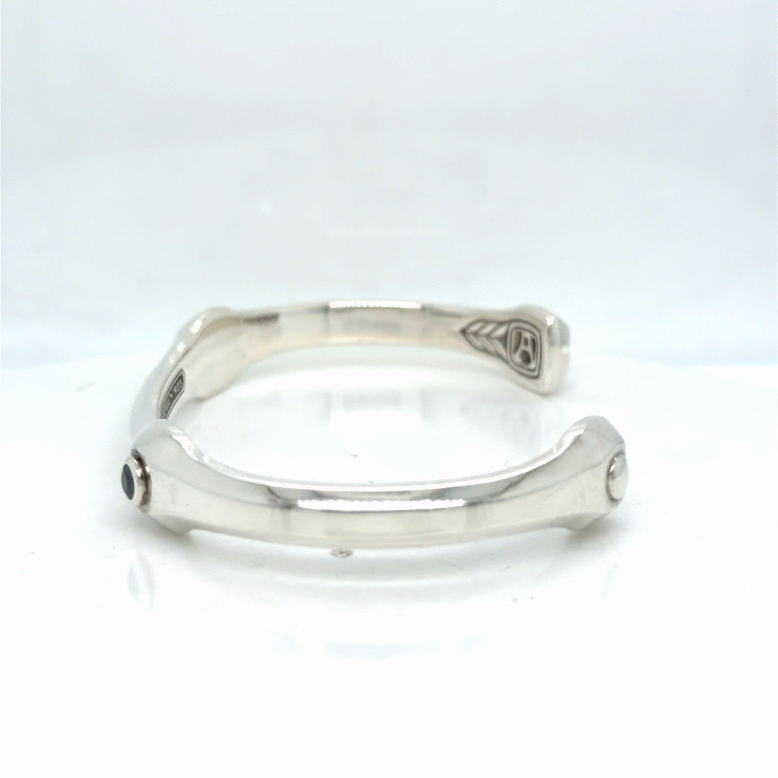 David Yurman Anvil Cuff Bracelet Sterling Silver Black Diamond Size Medium — view 3
