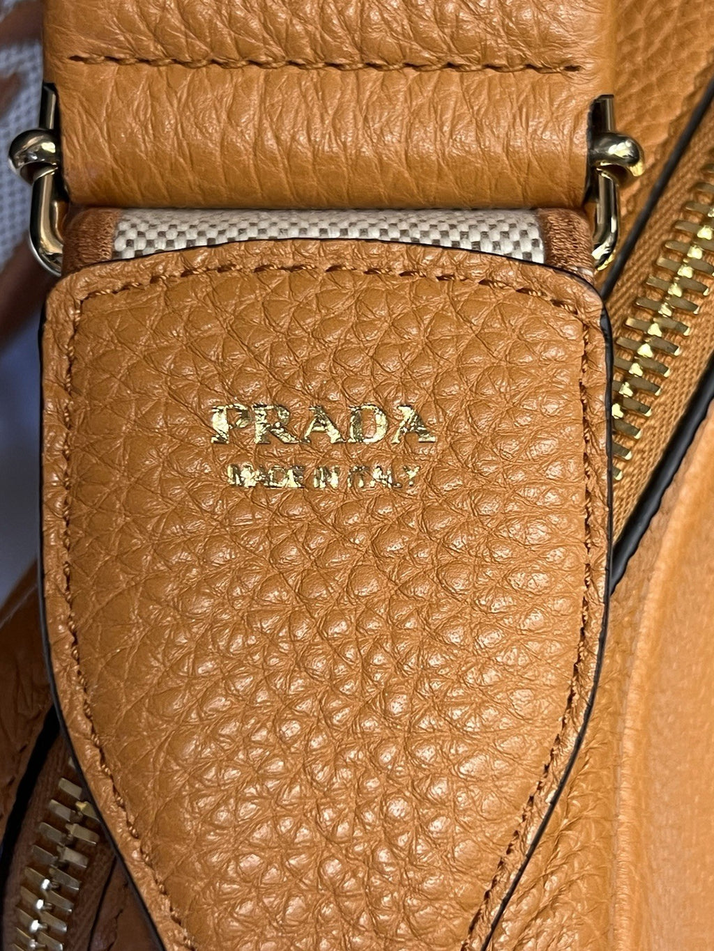 Prada Small Leather Shoulder Bag with Extra Strap Amber 1BH082_2DKV_F04GV_V_7NM (view 10)