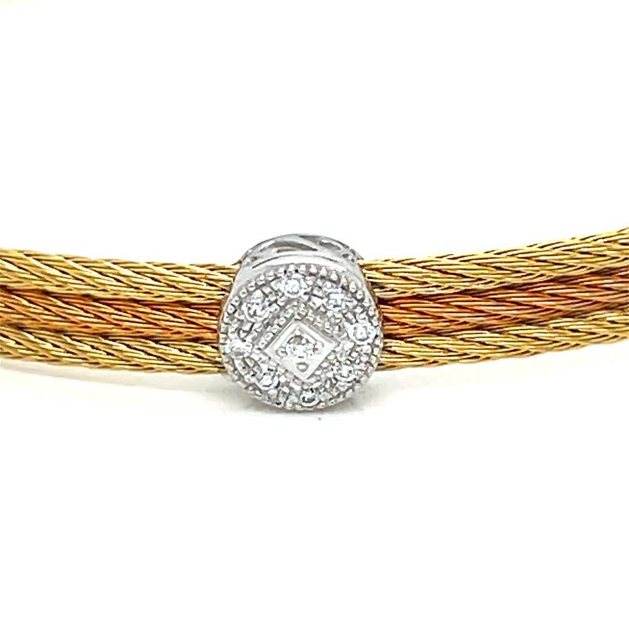 Alor Single Round Classic Stackable Bracelet 6.5 in Stainless Steel, 14K Gold (view 5)