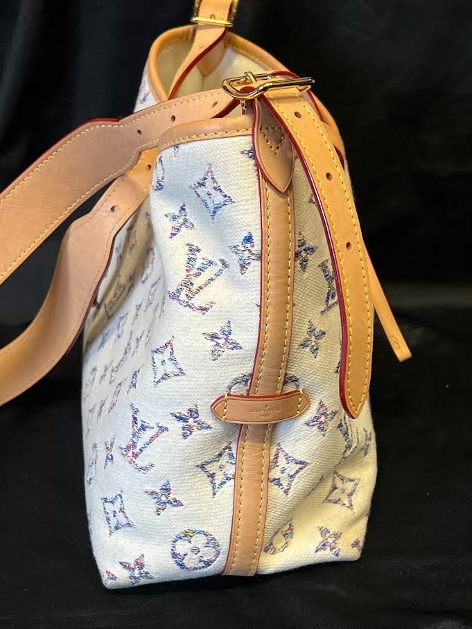 LOUIS VUITTON MONOGRAM JAQUARD CARRYALL PM SHOULDER BAG, POUCH & MIRROR NAME TAG — view 4