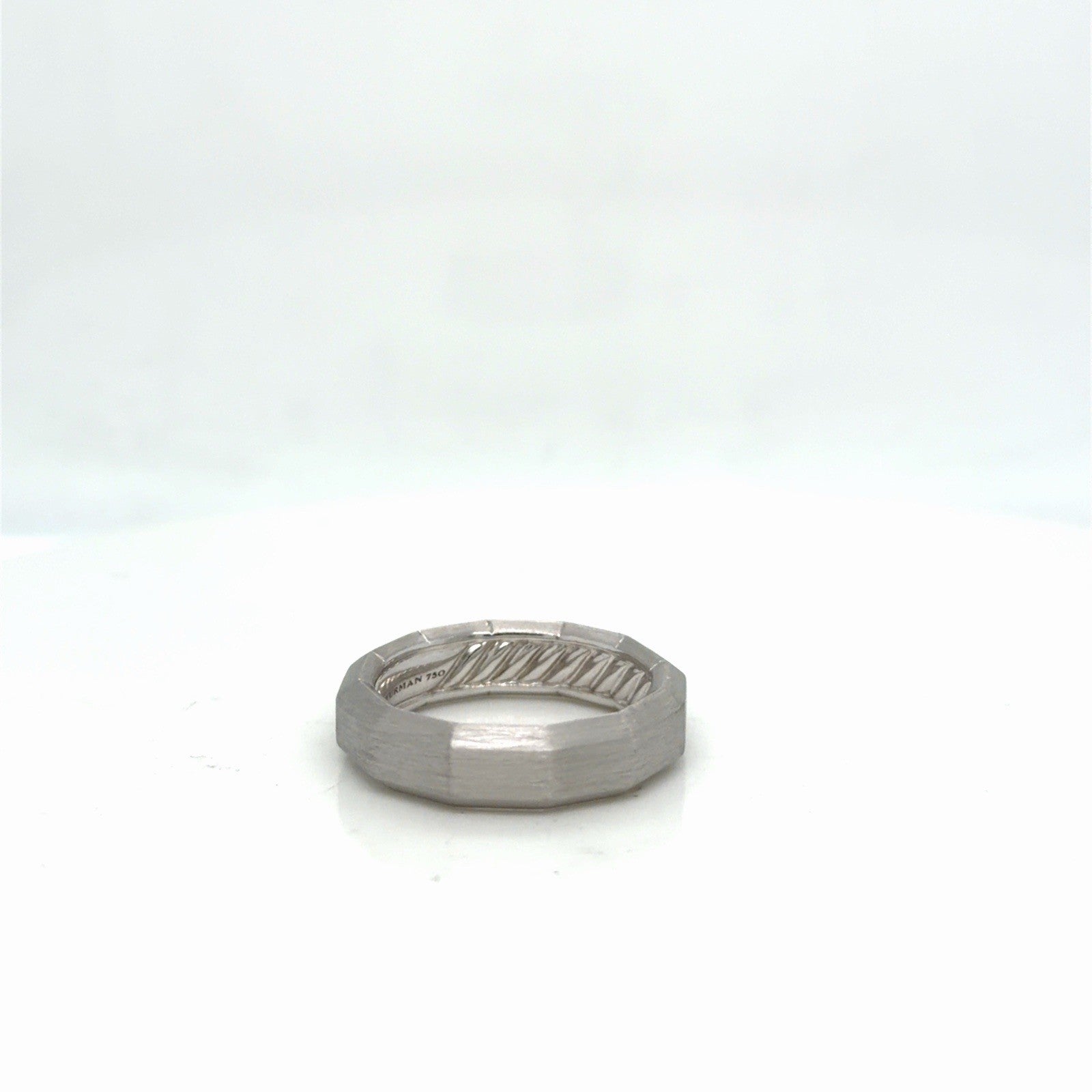 David Yurman Faceted Band Ring Brushed 18k White Gold 6 mm Size 8 — view 8