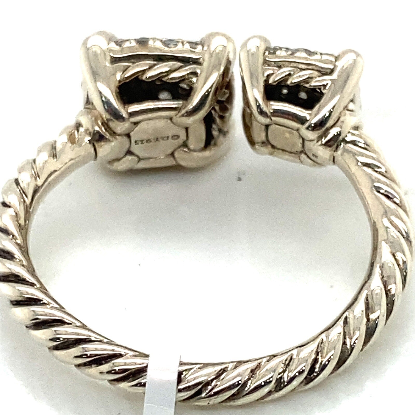 David Yurman Sterling Silver Diamond Cluster Chatelaine Bypass Ring Size 5.25 — view 4