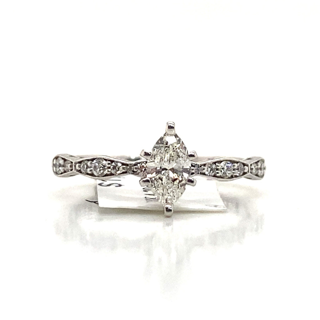 0.50tcw Tacori 18k White Gold Accented Diamond Engagement Ring 0.33ct Marquise (view 2)