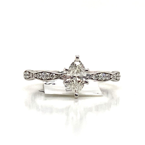 0.50tcw Tacori 18k White Gold Accented Diamond Engagement Ring 0.33ct Marquise (view 2)