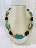 Stephen Dweck silver necklace w/star diopside & rutilated quartz/blue turquoise — Certified Authentic | San Diego Jewelry Buy