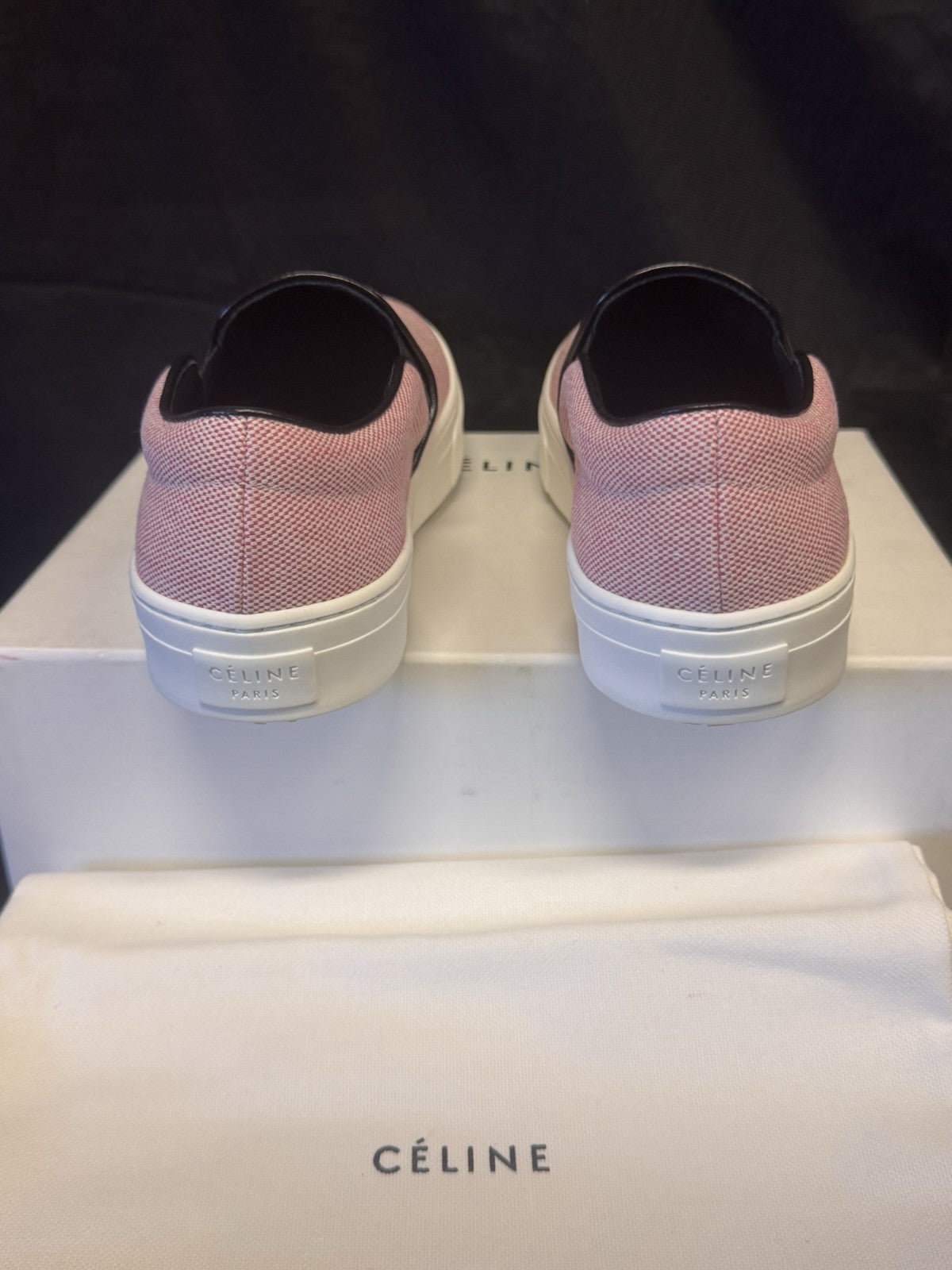 CELINE 25TL ROSE PETAL SLIP-ON SNEAKERS SIZE US 8.5 / EU 38.5 RED & WHITE3