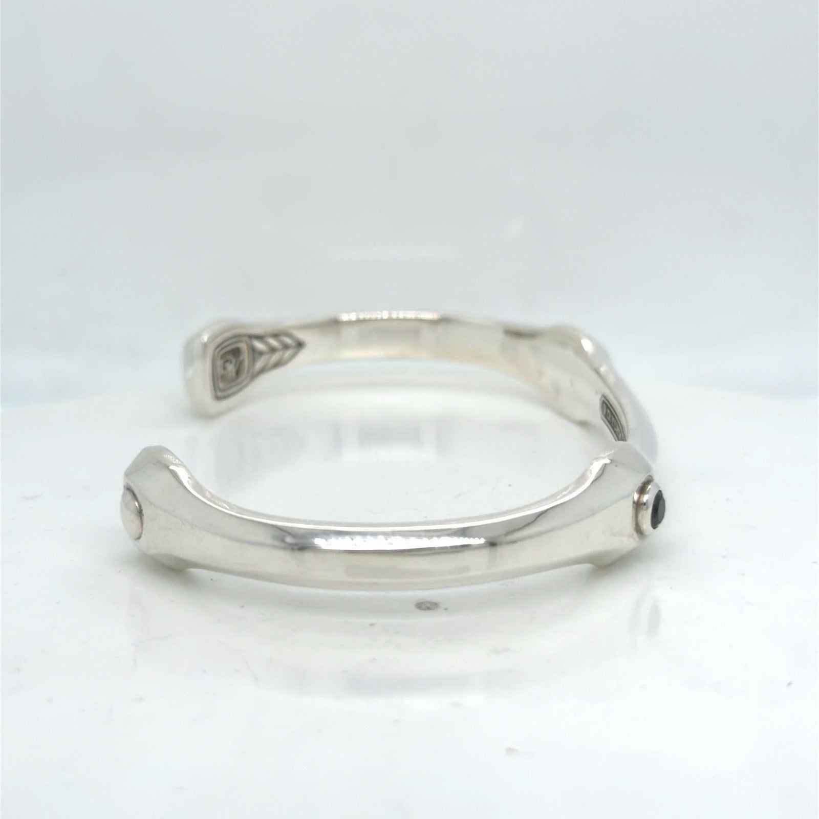 David Yurman Anvil Cuff Bracelet Sterling Silver Black Diamond Size Medium — view 7