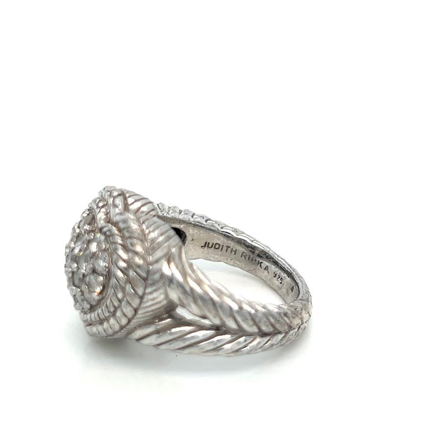 Judith Ripka Sterling Silver 925 Cubic Zirconia Heart Ring Size 6 (view 8)