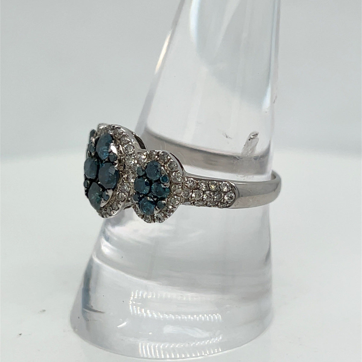 Effy 14K Solid White Gold Blue & White Diamond Ring Size 9 (view 9)