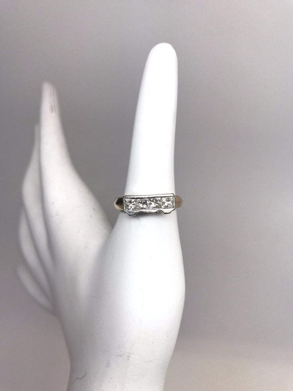 2.20tcw Three Stone Diamond Engagement Ring and Wedding Band 17k Gold & Platinum (view 4)