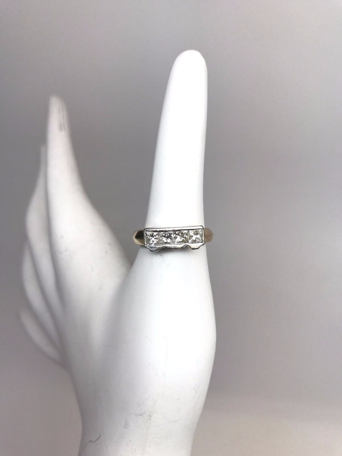No Brand 2.20tcw Three Stone Diamond Engagement Ring and Wedding Band 17k Gold & Platinum — view 4