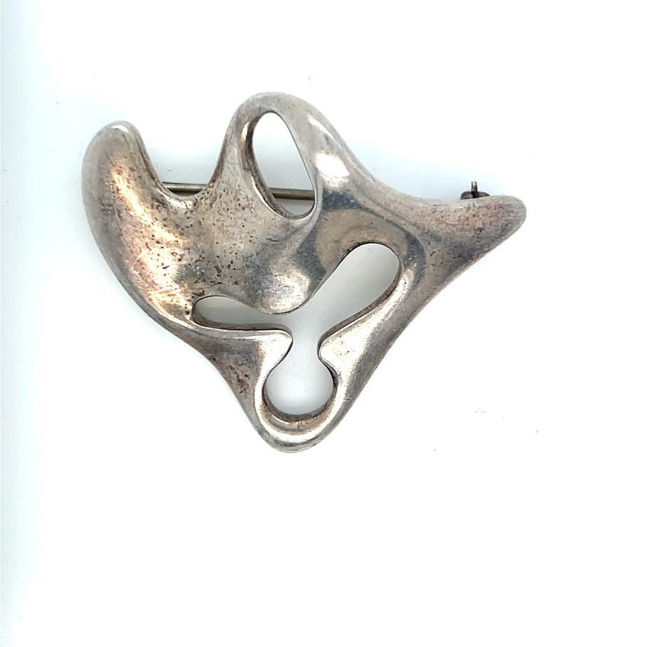 GEORG JENSEN AMOEBA BROOCH STERLING SILVER 925 VINTAGE DENMARK 322 STAMP — Certified Authentic | San Diego Jewelry Buyers
