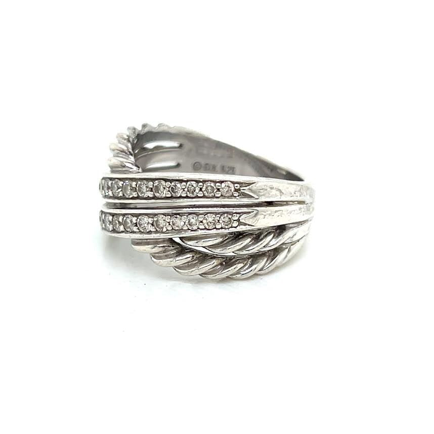 DAVID YURMAN DIAMOND CROSSOVER SILVER RING SIZE 8 — view 8