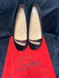 Christian Louboutin Black Velvet Ballerina Flats W Silver Metallic Accent (view 1)