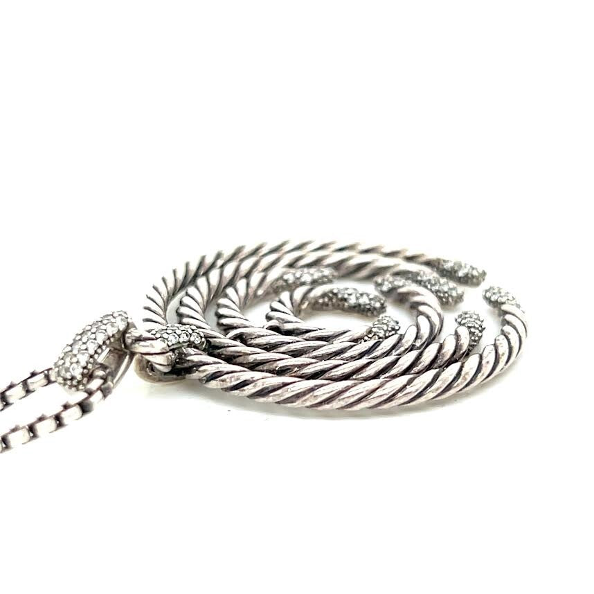 DAVID YURMAN WILLOW PENDANT NECKLACE STERLING SILVER 18" CHAIN W JEWELRY BAG — view 6