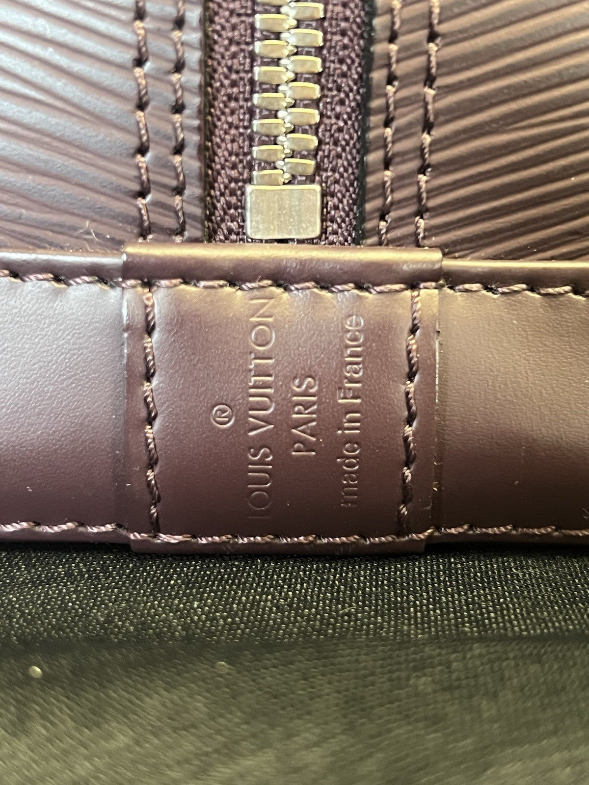 Louis Vuitton Alma PM Epi Leather Top Handle Bag Lock, Clochette, Key Plum (view 16)