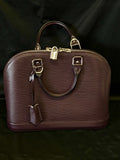 Louis Vuitton Alma PM Epi Leather Top Handle Bag Lock, Clochette, Key Plum (view 1)