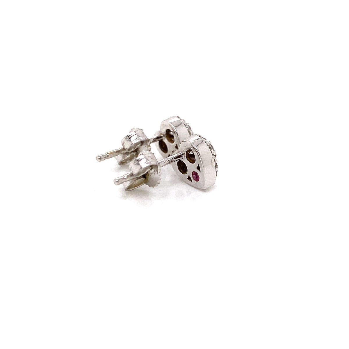 0.30tcw Roberto Coin 18k White Gold Pave Diamond Puff Heart Stud Earrings (view 5)