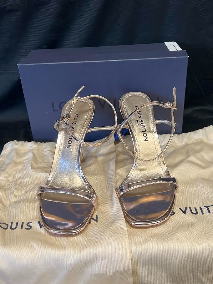 Louis Vuitton 6AM Sandal Size 41 (us 11) 1AGWZ2 Gold Metallic Leather Heels (view 17)
