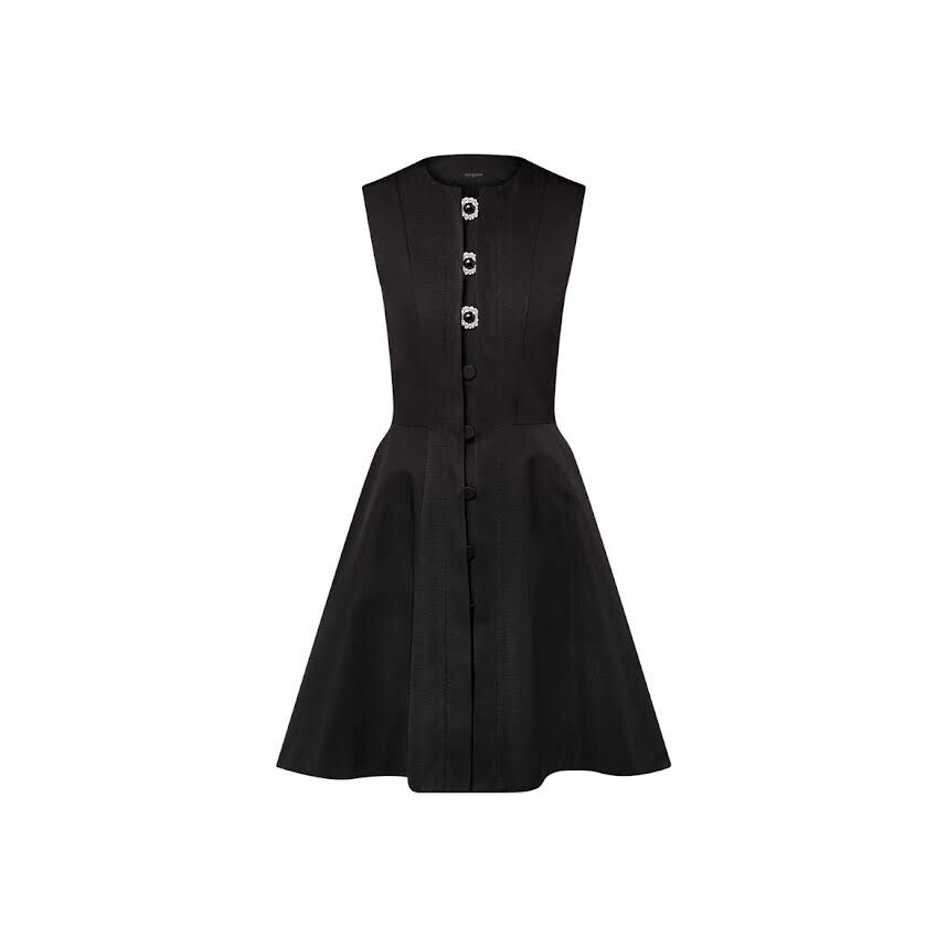 LOUIS VUITTON JEWEL BUTTON DRESS 1AFO58 SIZE 42 (US 10) 100% SILK0