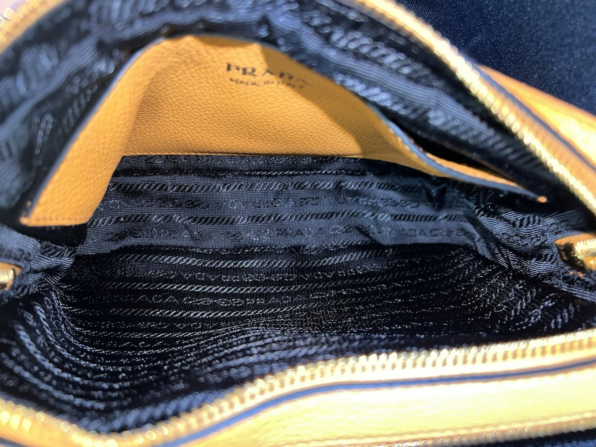 Prada Small Leather Shoulder Bag with Extra Strap Amber 1BH082_2DKV_F04GV_V_7NM (view 7)