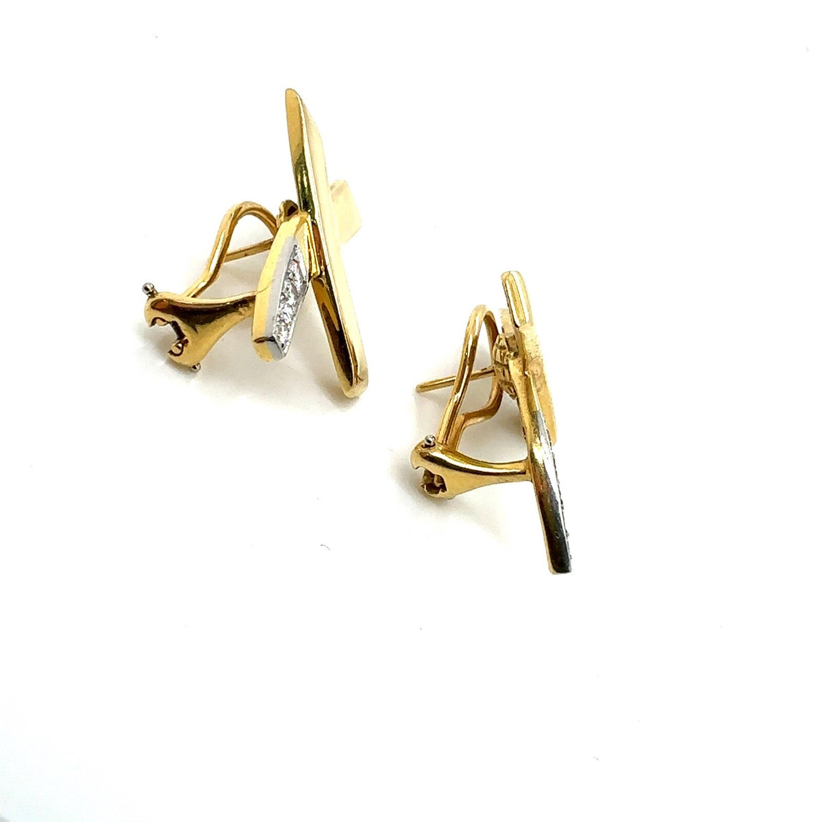 Tiffany & Co. 18k Yellow Gold Platinum & Diamonds Paloma Picasso Kiss Earrings (view 3)
