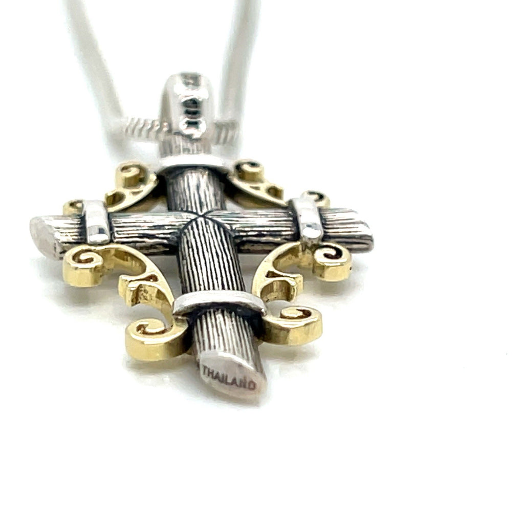 Ann King Sterling Silver 925 18K Yellow Gold Queen's Cross Ivy Pendant Necklace (view 4)