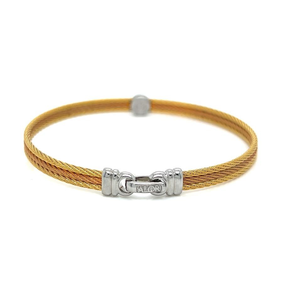 Alor Single Round Classic Stackable Bracelet 6.5 in Stainless Steel, 14K Gold (view 3)