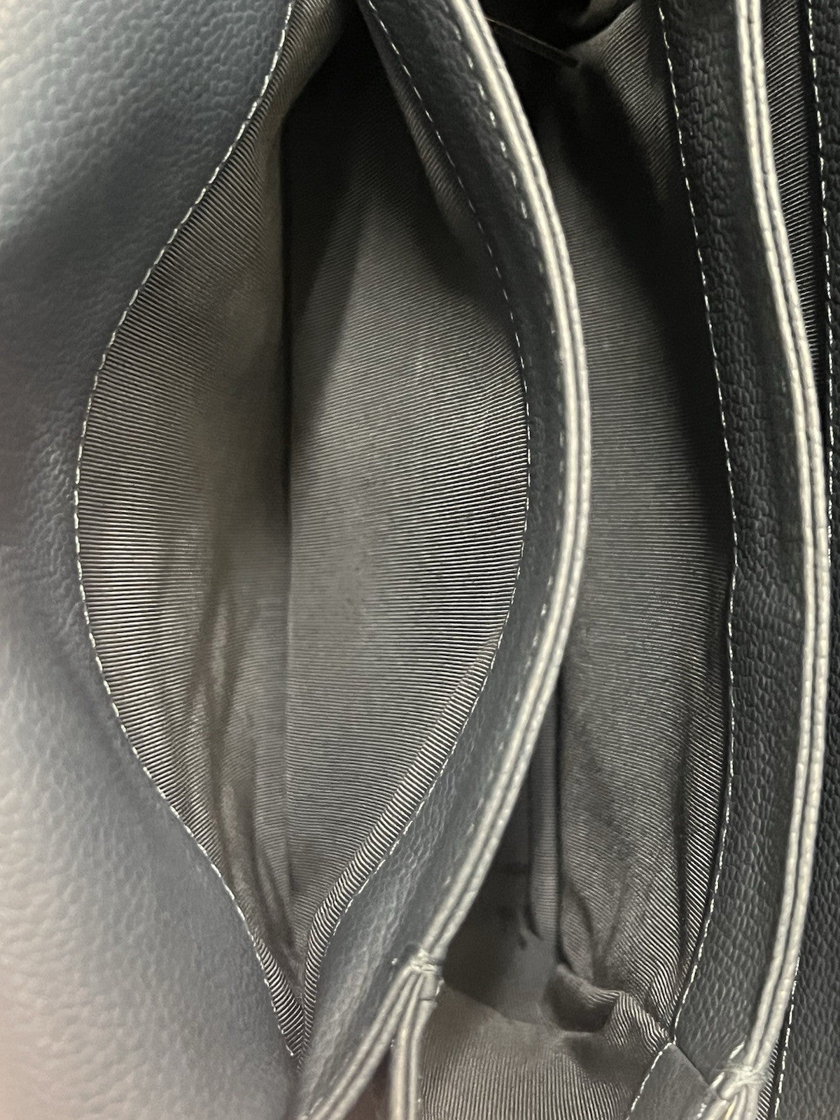 Chanel Small Crossbody Bag Qulted Leather W Chain Strap Blue & Dust Bag (view 17)