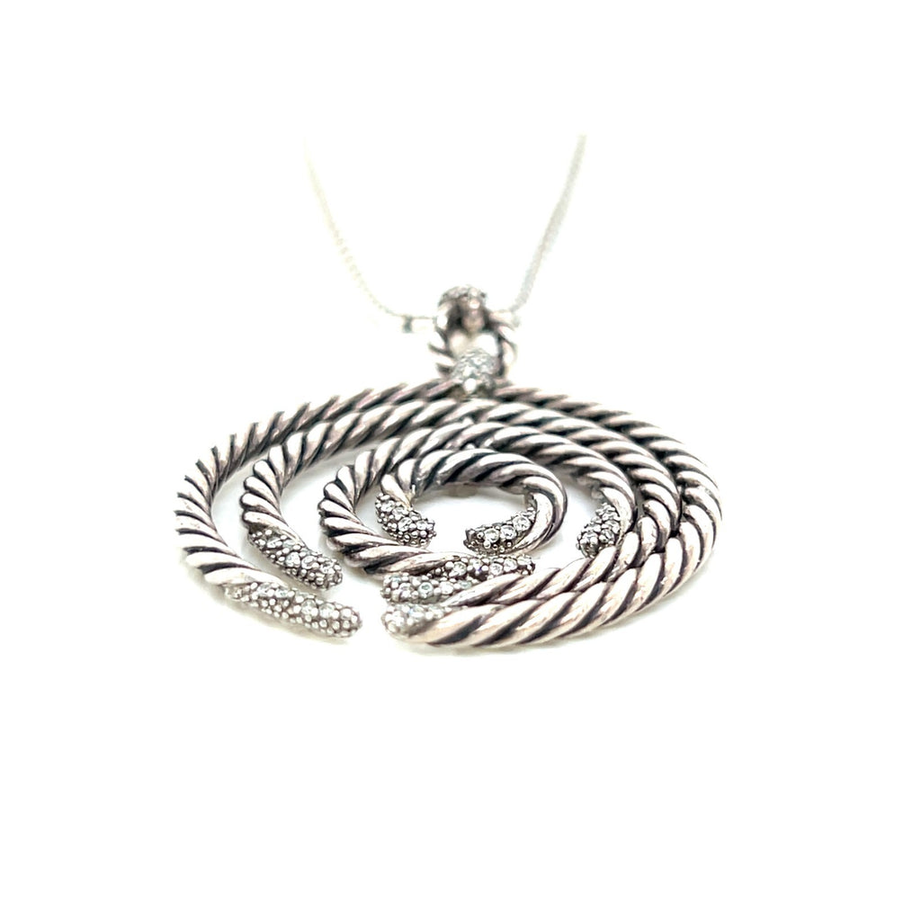 DAVID YURMAN WILLOW PENDANT NECKLACE STERLING SILVER 18" CHAIN W JEWELRY BAG — Certified Authentic | San Diego Jewelry Buyers