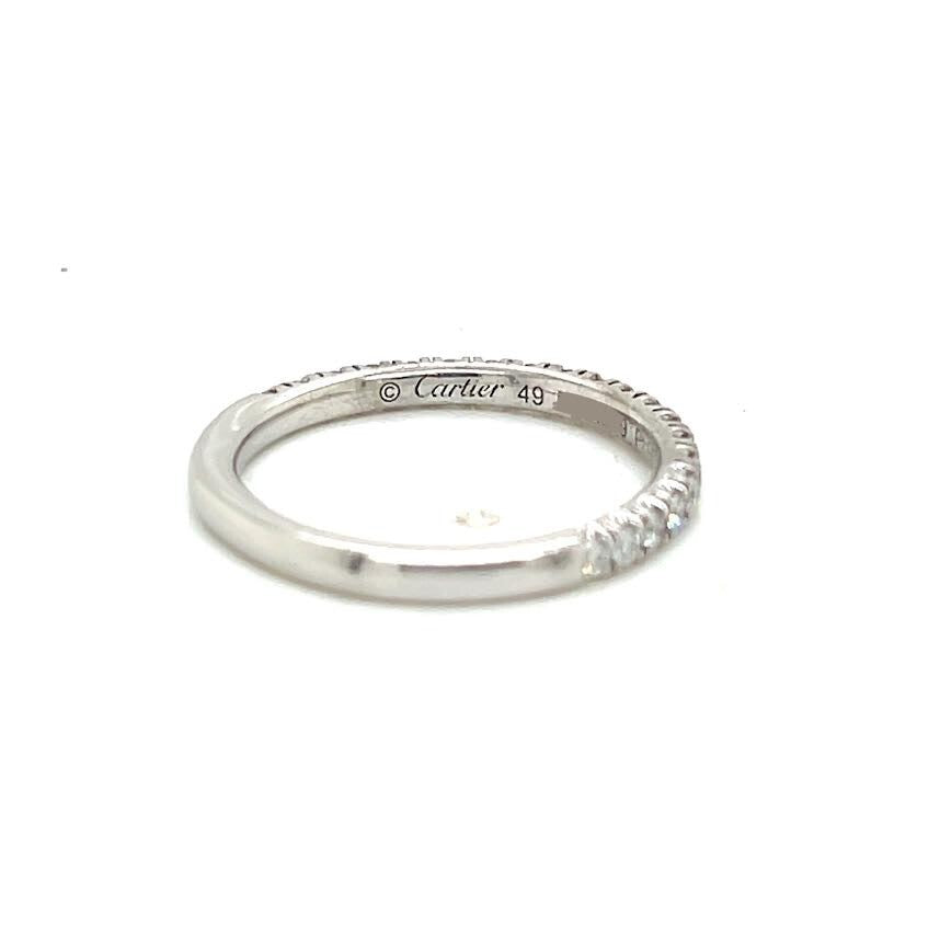 CARTIER ENTICILLE DE CARTIER WEDDING RING 2mm SEMI-PAVED PLATINUM SIZE 49 (5) — view 4
