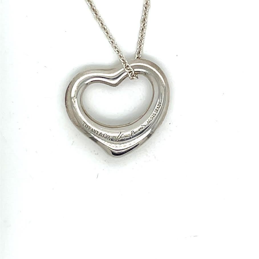 Tiffany & Co. Elsa Peretti Open Heart Pendant 16mm Sterling Silver 925 Necklace (view 1)